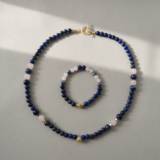 Lapis & White Bead Set